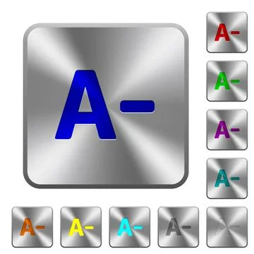 Decrease font size rounded square steel buttons Stock Illustration