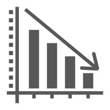 Decrease glyph icon, reduction and analytics Illustrazione stock