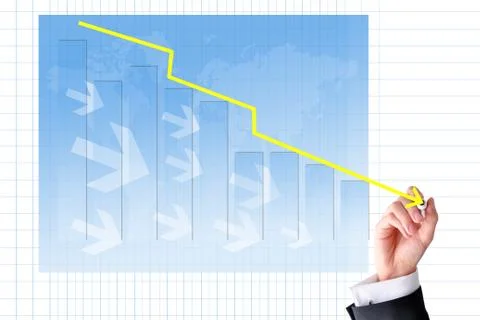 Decrease graph concept with trend line Stock-Fotos