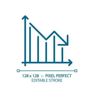 Decrease graph light blue icon Stock Illustration