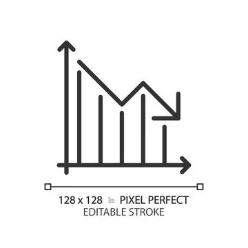 Decrease graph linear icon Stock Illustration