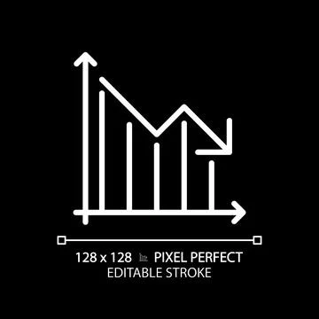 Decrease graph white linear icon for dark theme Stockillustratie