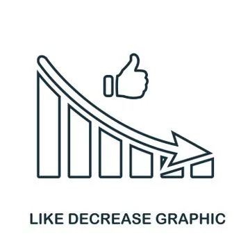 Like Decrease Graphic icon. Mobile app, printing, web site icon. Simple element 库存插图