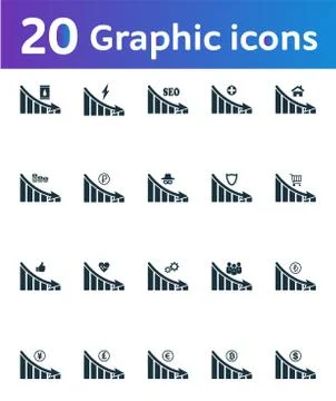 Decrease graphic icons set. UI and UX. Premium quality symbol collection Stock Illustration