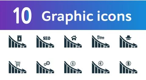Decrease graphic icons set. UI and UX. Premium quality symbol collection Stock Illustration