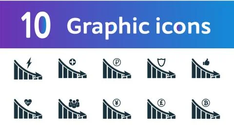 Decrease graphic icons set. UI and UX. Premium quality symbol collection Stock Illustration