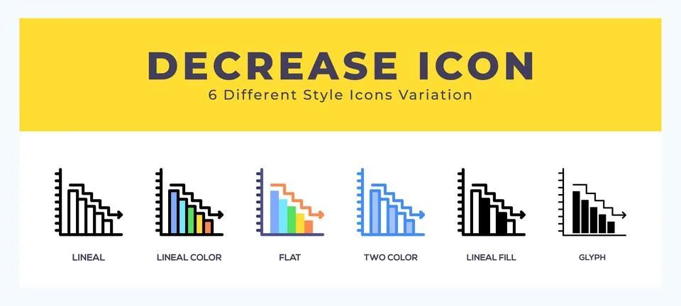 Decrease icon in different style vector illustration. Stock Illustration