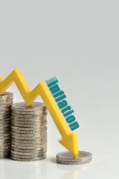 Decrease in inflation. The recession of the economy and the euro. The concept of 写真素材