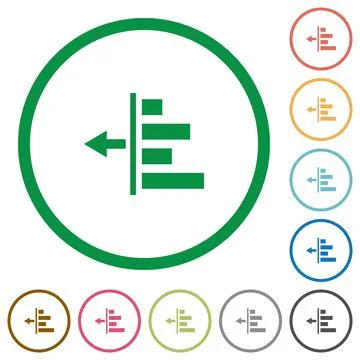 Decrease left indent flat icons with outlines Stock Illustration