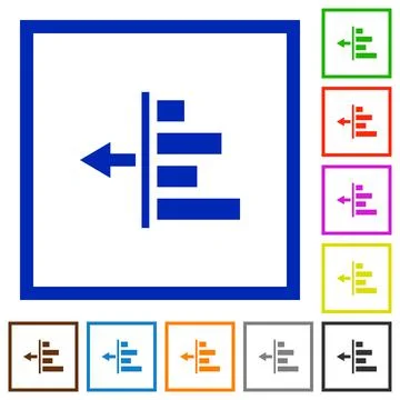 Decrease left indentation of content flat framed icons Stock Illustration