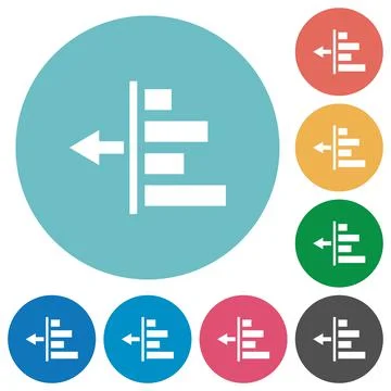 Decrease left indentation of content flat round icons Illustrazione stock