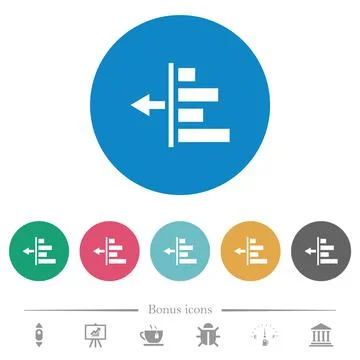Decrease left indentation of content flat round icons 库存插图
