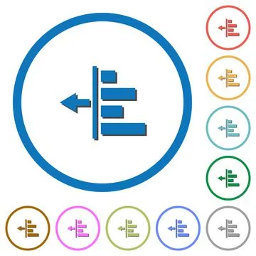 Decrease left indentation of content icons with shadows and outlines Stockillustratie