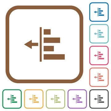 Decrease left indentation of content simple icons Stockillustratie