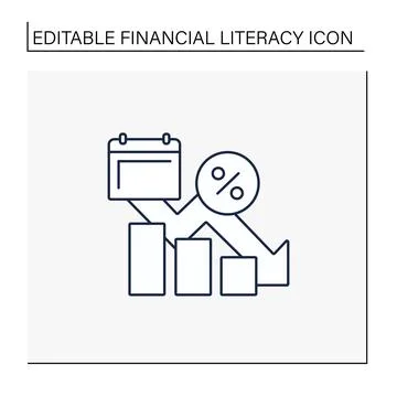 Decrease in liabilities line icon Illustrazione stock