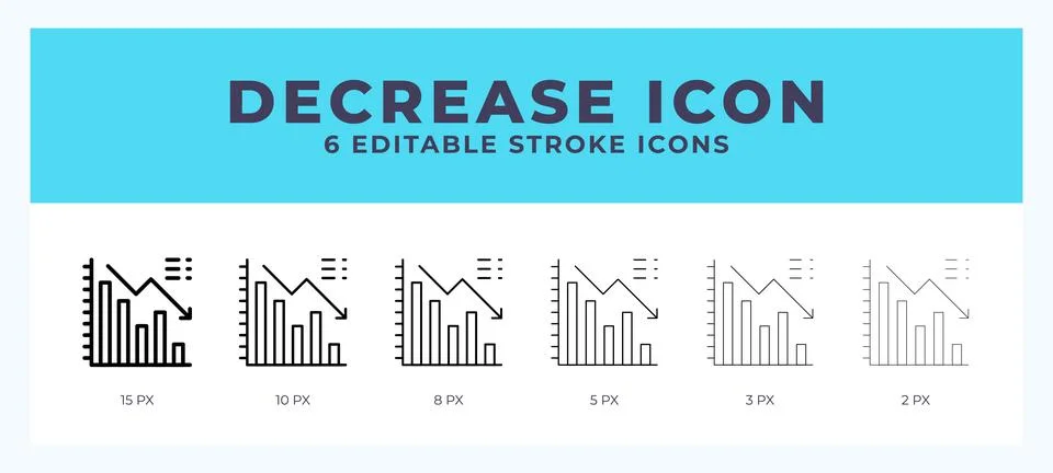Decrease line icon illustrations with editable strokes. Stock Illustration