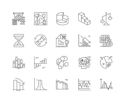 Decrease line icons, signs, vector set, outline illustration concept Stock Illustration