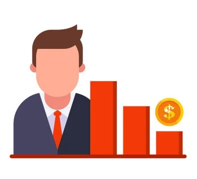 Decrease in men income. decay circuit. Stock Illustration