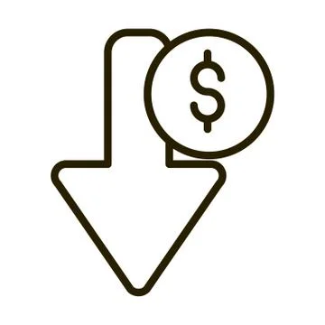 Decrease money arrow financial business stock market line style icon Stock Illustration