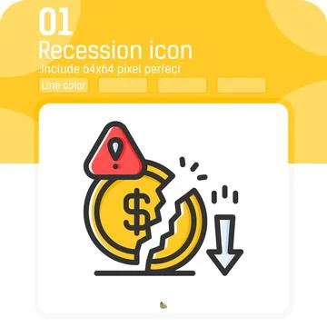 Decrease money icon with outline color style isolated on white background 스톡 일러스트