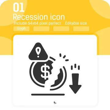 Decrease money icon with solid glyph style isolated on white background Illustrazione stock