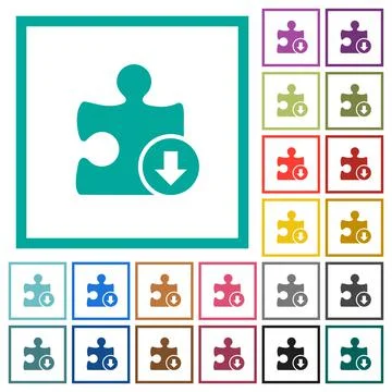 Decrease plugin priority flat color icons with quadrant frames Stock Illustration