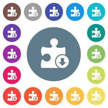 Decrease plugin priority flat white icons on round color backgrounds Stock Illustration