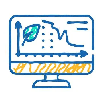 Decrease rate chia cryptocurrency online trade market icon doodle illustratio Illustrazione stock