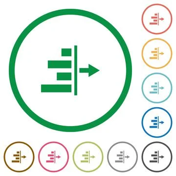 Decrease right indent flat icons with outlines Illustrazione stock