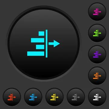 Decrease right indentation of content dark push buttons with color icons Stockillustratie