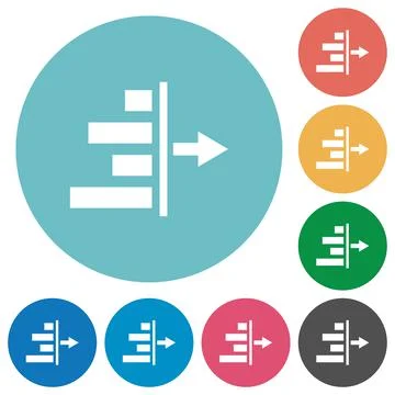 Decrease right indentation of content flat round icons Illustrazione stock