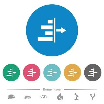 Decrease right indentation of content flat round icons Stock Illustration