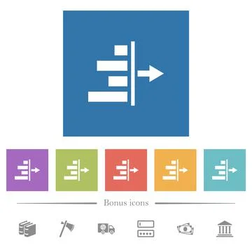 Decrease right indentation of content flat white icons in square backgrounds 库存插图