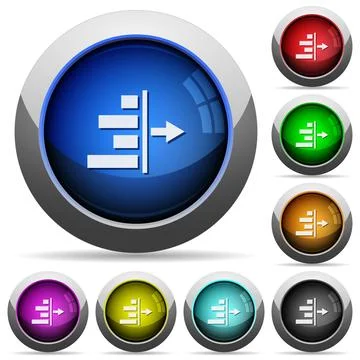 Decrease right indentation of content round glossy buttons Stock Illustration