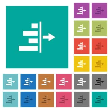 Decrease right indentation of content square flat multi colored icons Stock Illustration