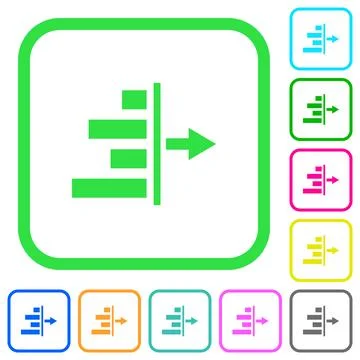 Decrease right indentation of content vivid colored flat icons Illustrazione stock