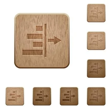 Decrease right indentation of content wooden buttons Stock Illustration