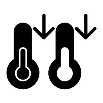 Decrease in temperature vector icon. Black and white thermometer, meteorology Stock Illustration