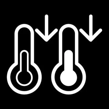 Decrease in temperature vector icon. Black and white thermometer, meteorology Stock Illustration
