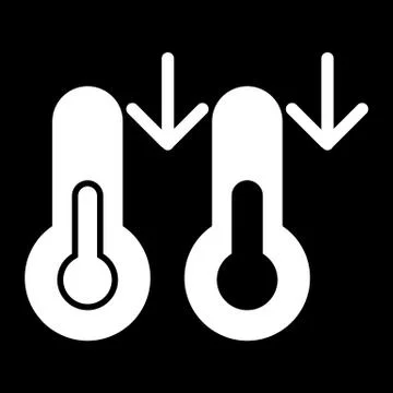 Decrease in temperature vector icon. Black and white thermometer, meteorology Stock Illustration