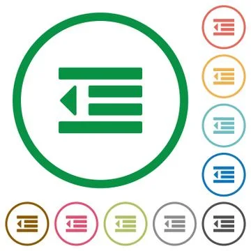 Decrease text indent outlined flat icons Stock Illustration