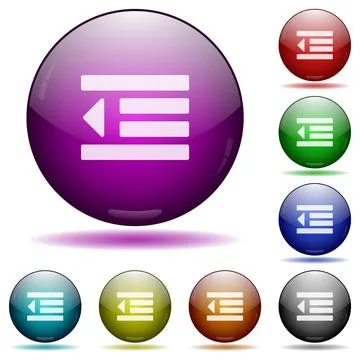 Decrease text indentation icon in glass sphere buttons Illustrazione stock