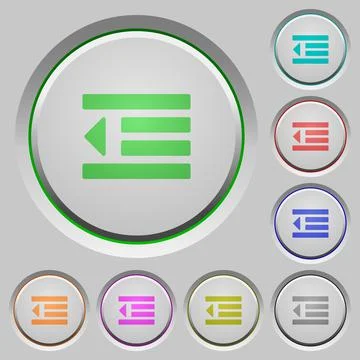 Decrease text indentation push buttons Stock Illustration
