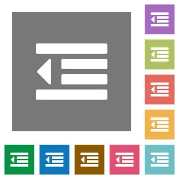 Decrease text indentation square flat icons Illustrazione stock