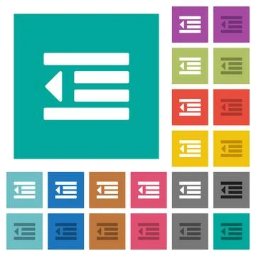 Decrease text indentation square flat multi colored icons Stockillustratie