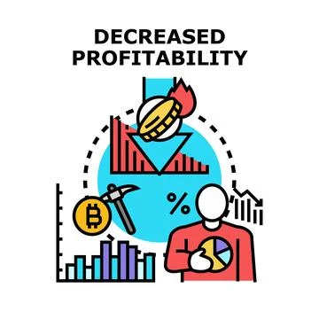 Decreased profitability in cryptocurrency mining and investment Illustrazione stock