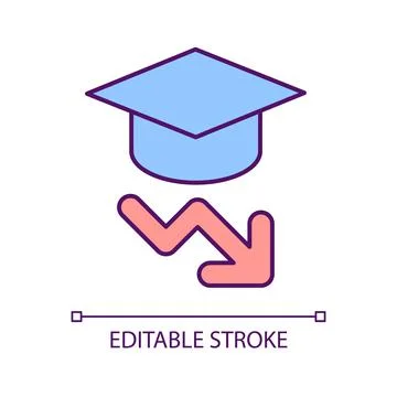 Decreasing academic performance RGB color icon 库存插图