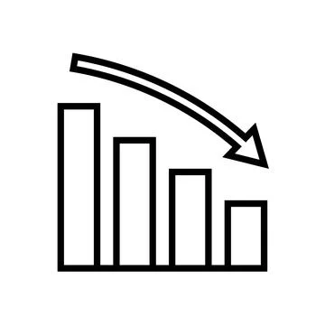 Decreasing arrow and bar graph icon. Vector. イラスト素材