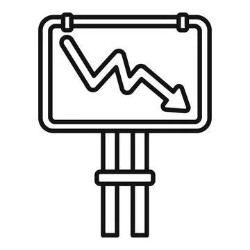 Decreasing arrow chart on billboard showing financial crisis Stock Illustration