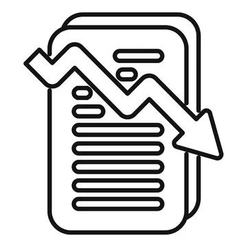 Decreasing arrow symbolizing negative financial report icon Stock Illustration